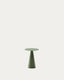 Wilshire side table with frosted tempered glass and matt green painted steel finish Ø30cm