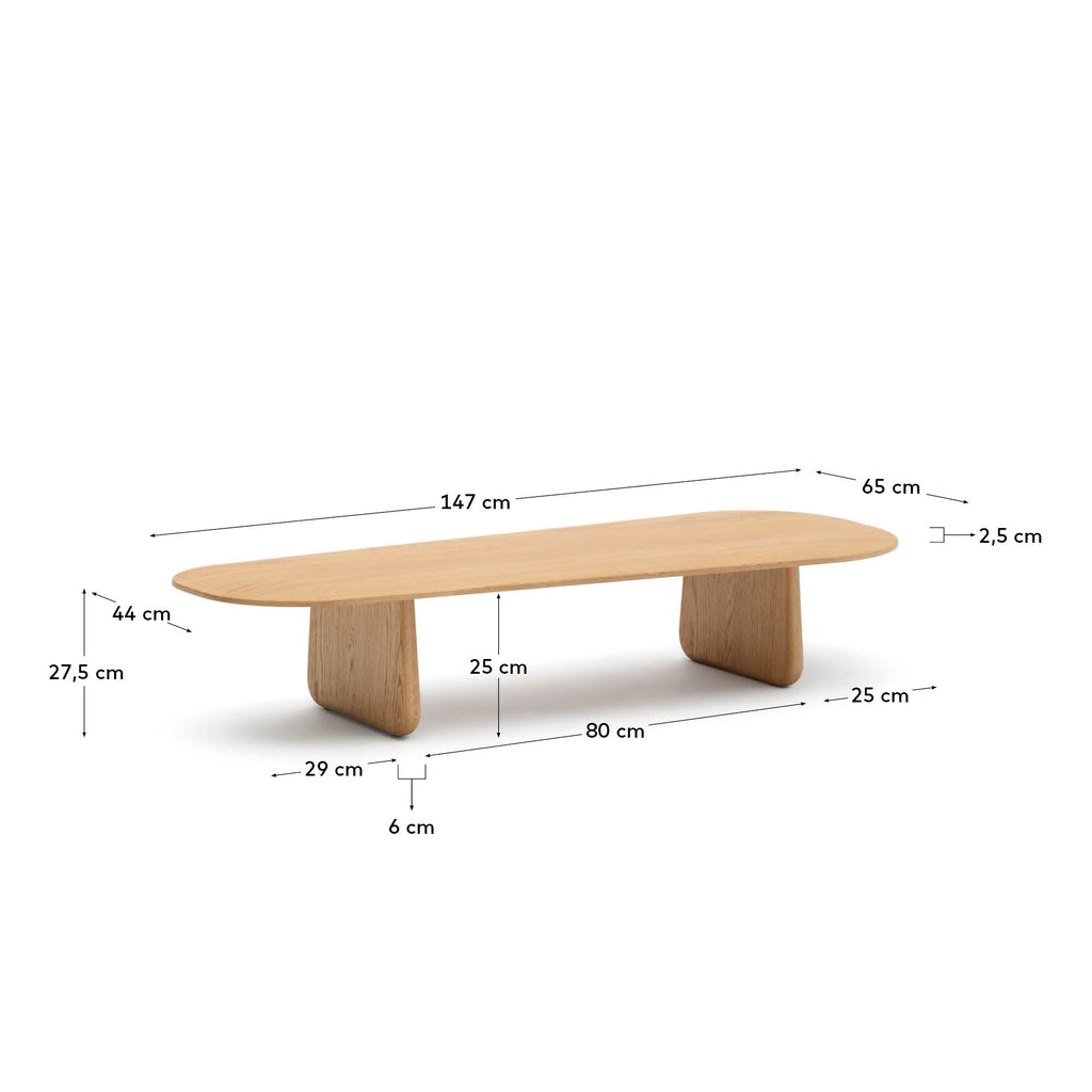 Pirita coffee table made from solid oak wood in a natural finish, 146 x 56.5 cm FSC 100%
