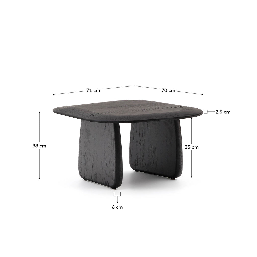 Pirita side table made from solid oak wood in a black finish, 70.6 x 70 cm FSC 100%