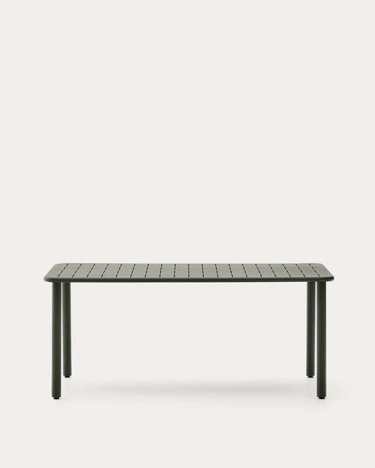 Brai outdoor table in green galvanised steel 180 x 90cm