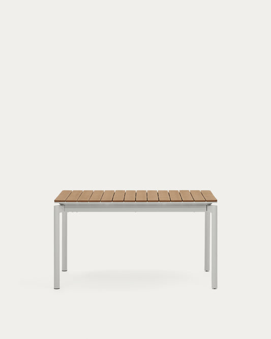 Canyelles outdoor extendable table in polywood and aluminium in light grey 140 (200) x 90cm
