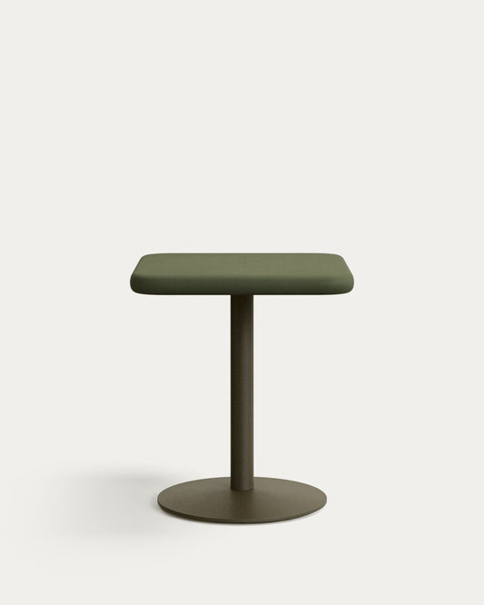 Esilda outdoor table with green cement top 70x70cm and green steel base Ø55x72cm