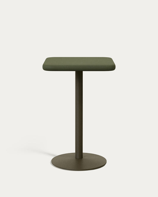 Esilda outdoor tall table with green cement top 70x70cm and green steel base Ø55x96cm