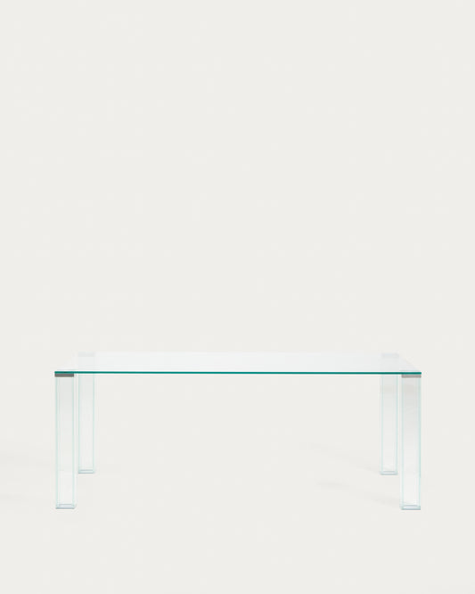Adularia table in clear tempered glass 200 x 100cm