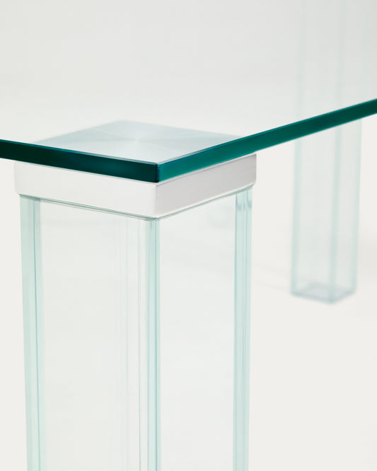 Adularia table in clear tempered glass 160 x 90cm