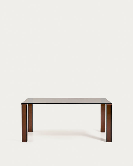 Adularia table in brown tempered glass 160 x 90cm