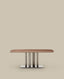 Melvar table made from walnut veneer and legs with brushed stainless steel base 180 x 100cm