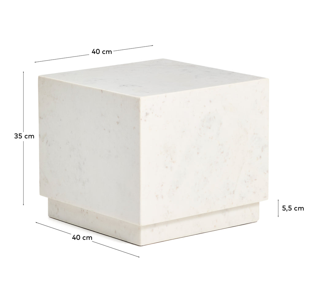 Sorein side table in white marble 40 x 40 cm