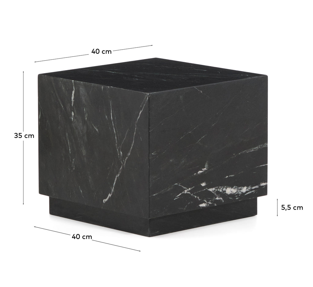 Sorein side table in black marble 40 x 40 cm