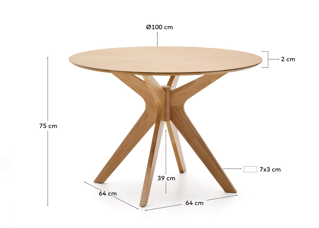 Naanim round table in oak veneer, Ø 100 cm