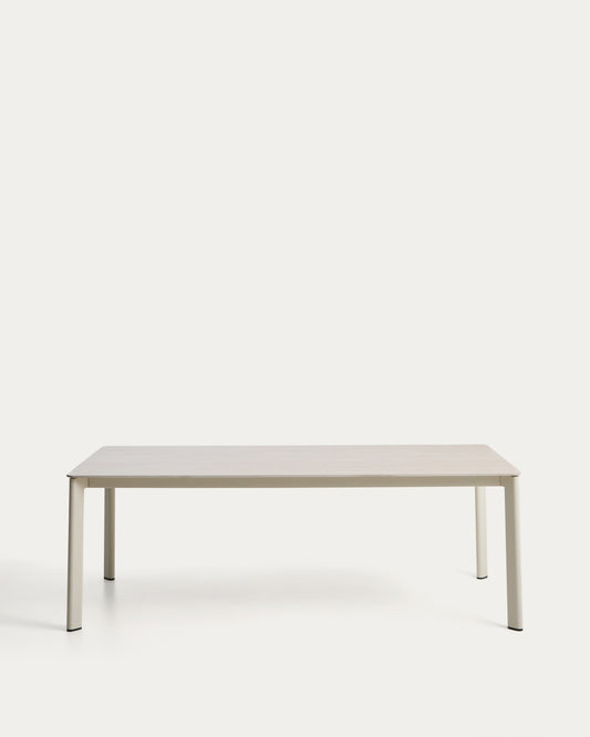 Anafi table in sintered stone and ecru aluminium 220 x 100 cm