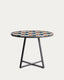 Tella round table in graphite galvanised steel with multicoloured tiles Ø120 cm