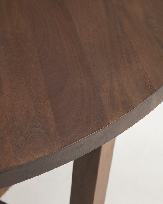 Nahla round table in solid mango wood with walnut finish Ø 120cm FSC 100%