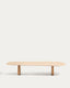 Pirita coffee table in beige travertine with solid oak wood legs with a natural-coloured finish 147 x 65cm FSC 100%