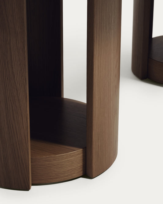 Artis extendable oval table in solid wood and oak veneer with a walnut finish, FSC 100%, 190 (240) x 100 cm