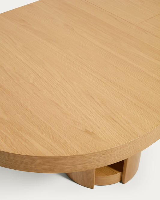 Artis extendable oval table in solid wood and oak veneer with a natural finish, FSC 100%, 190 (240) x 100 cm