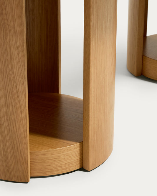Artis extendable oval table in solid wood and oak veneer with a natural finish, FSC 100%, 190 (240) x 100 cm