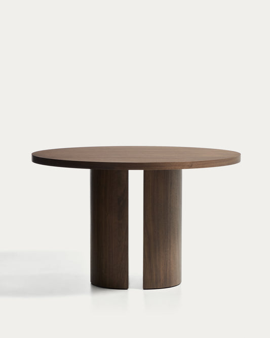 Nealy round table with a walnut veneer in a dark finish, Ø 120 cm