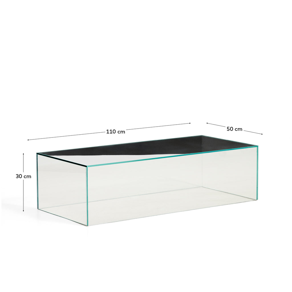 Orlia coffee table in clear tempered glass 110 x 50cm
