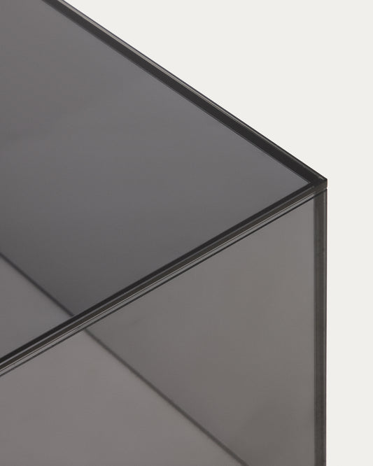 Orlia coffee table in dark grey tempered glass 110 x 50cm