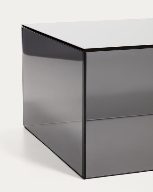 Orlia side table in dark grey tempered glass 50 x 50cm
