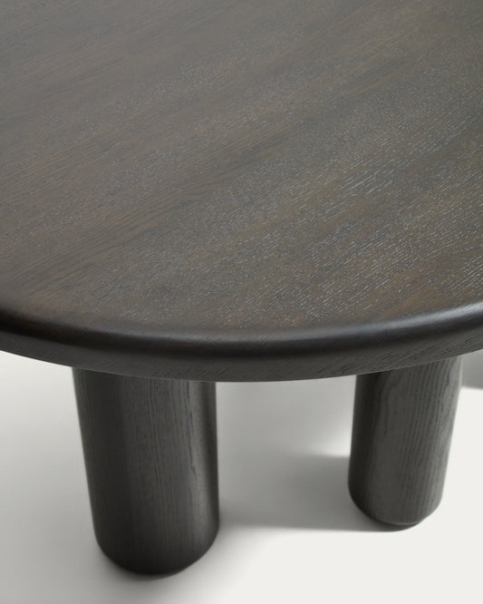Mailen oval table in ash wood veneer with dark finish, Ø 180 x 105 cm