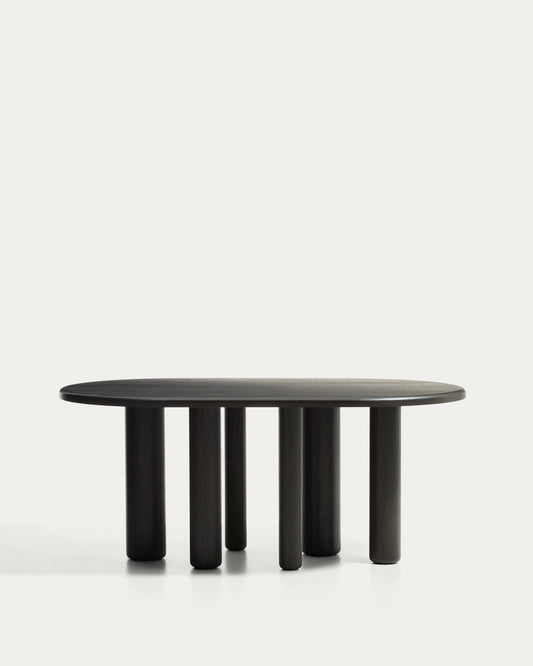 Mailen oval table in ash wood veneer with dark finish, Ø 180 x 105 cm