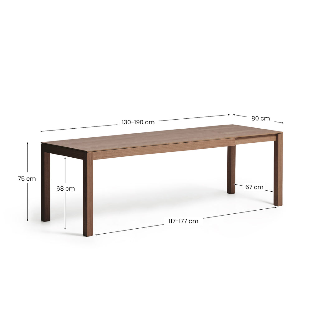 Narevi extendable table in oak veneer with walnut finish 130 (190) x 80 cm