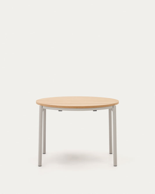 Montuiri round extendable table in oak veneer and with steel legs in a grey finish,  Ø90(170) cm