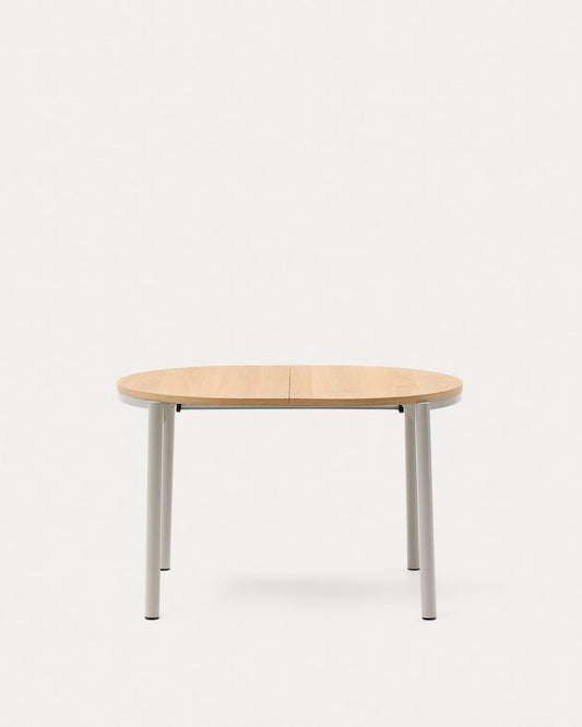 Montuiri extendable table in oak veneer and with steel legs in a grey finish, 120(200) x 90 cm