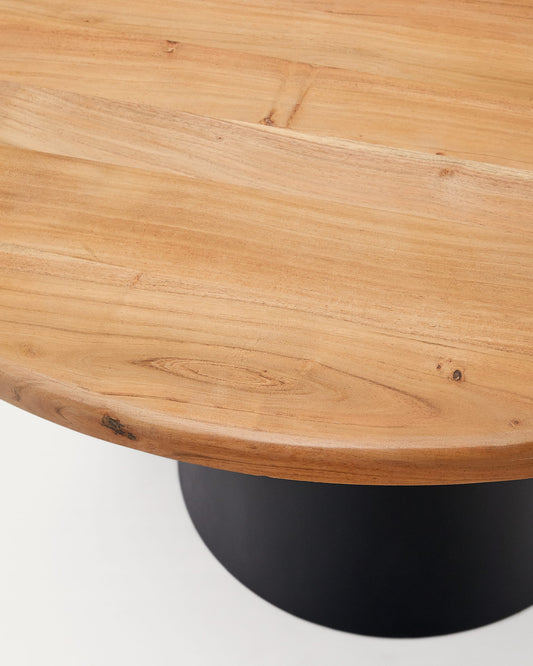 Wilshire round table in acacia solid wood and steel legs with black finish, Ø 120 cm