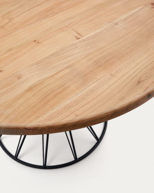 Niut round table in acacia solid wood and steel legs with black finish, Ø 120 cm