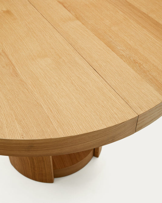 Artis extendable round table in solid oak wood and veneer, 150 (200) cm x 80 cm FSC 100%