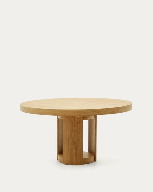 Artis extendable round table in solid oak wood and veneer, 150 (200) cm x 80 cm FSC 100%