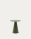 Wilshire side table with frosted tempered glass and matt green painted steel finish Ø50cm
