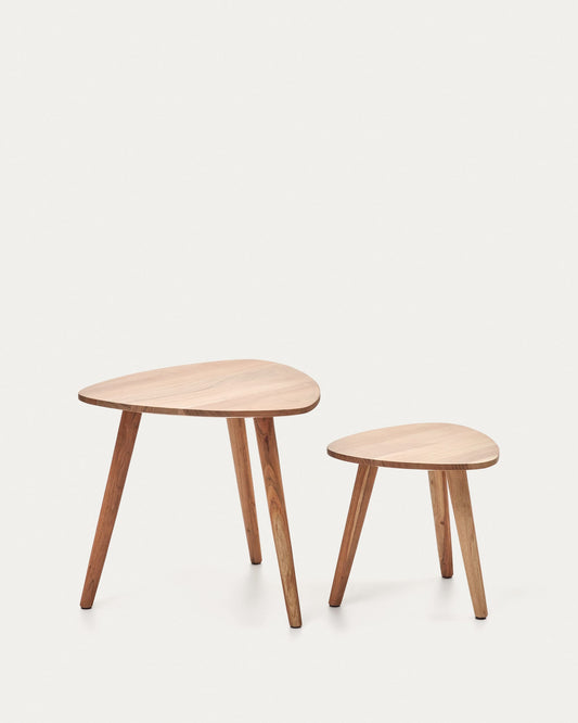 Eluana set of 2 nesting side tables in solid acacia wood with natural finish