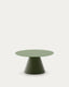 Wilshire coffee table with frosted tempered glass and matt green painted steel finish Ø80cm