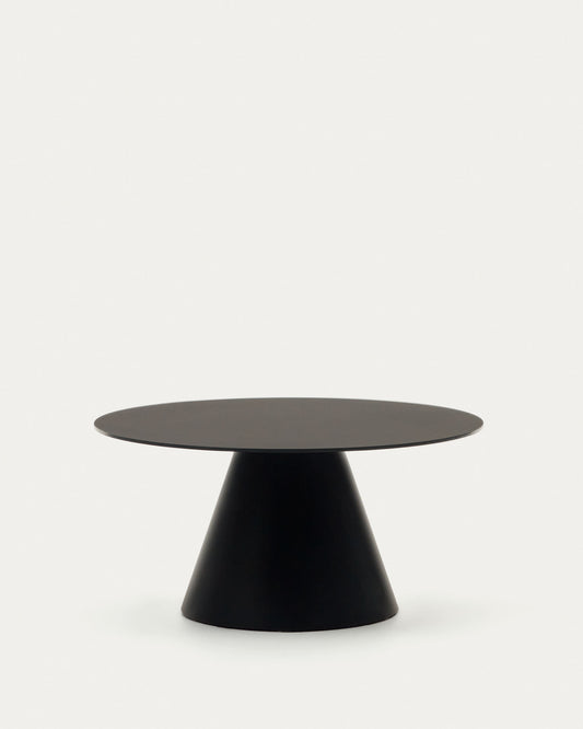 Wilshire tempered glass and metal coffee table with a matte black finish, Ø 80 cm