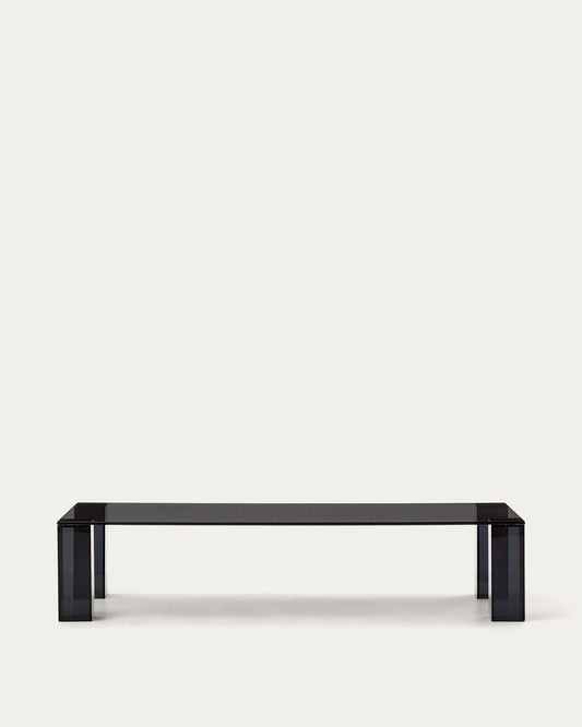 Adularia dark-grey, tempered-glass coffee table, 140 x 60 cm