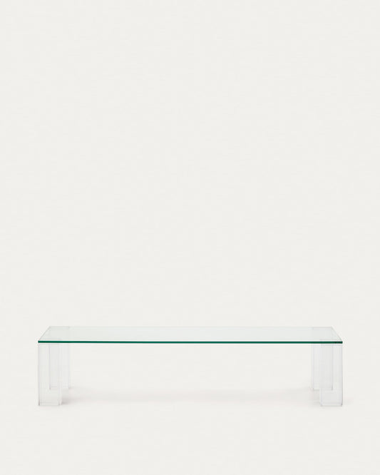 Adularia transparent, tempered-glass coffee table, 140 x 60 cm