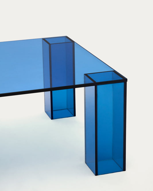 Adularia blue, tempered-glass coffee table, 140 x 60 cm