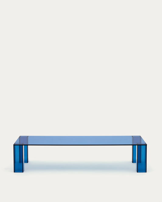 Adularia blue, tempered-glass coffee table, 140 x 60 cm