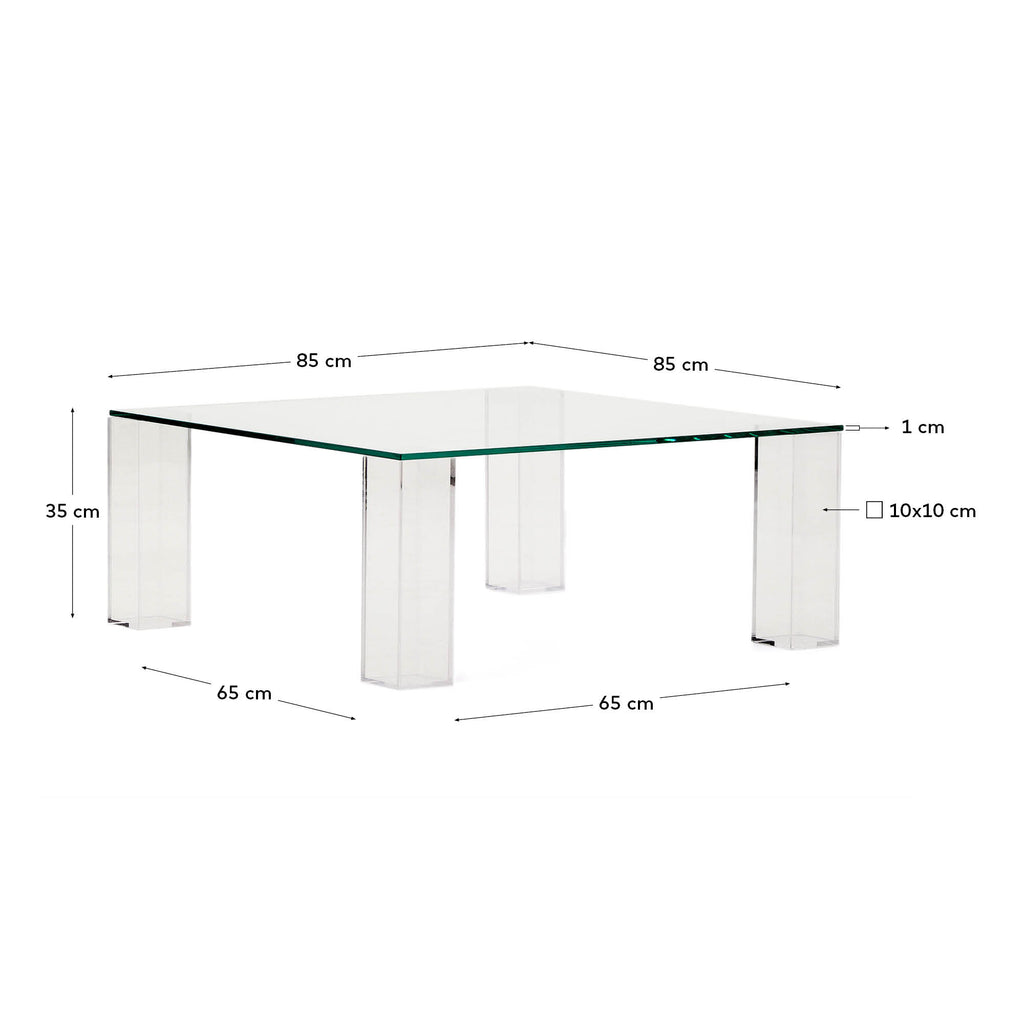 Adularia transparent, tempered-glass side table, 85 x 85 cm