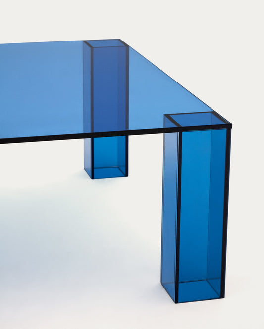 Adularia blue, tempered-glass side table, 85 x 85 cm