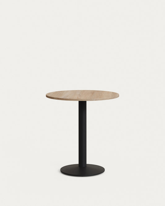 Esilda round table in natural finish melamine with metal leg in a painted black finish, Ø70x70 cm