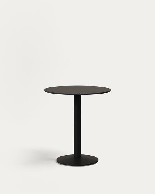 Esilda round outdoor table in black with metal leg in a painted black finish, Ø 70 x 70 cm