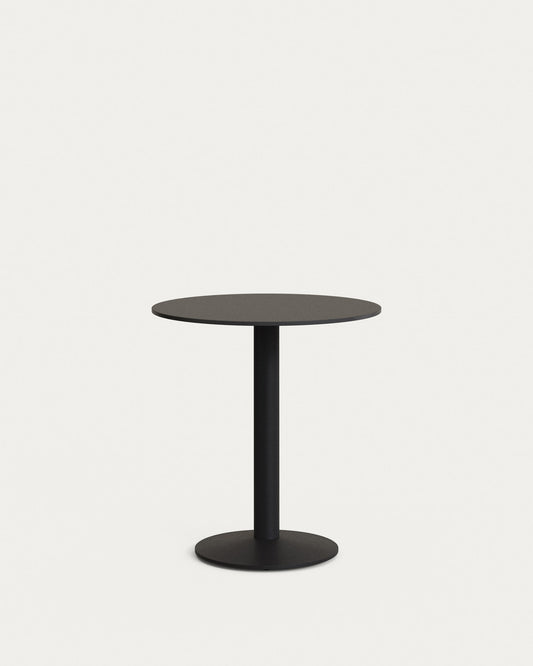 Esilda round outdoor table in black with metal leg in a painted black finish, Ø 70 x 70 cm