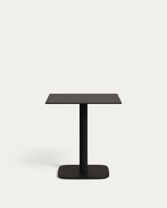 Dina outdoor table in black with metal legal in a painted white finish, 68 x 68 x 70 cm