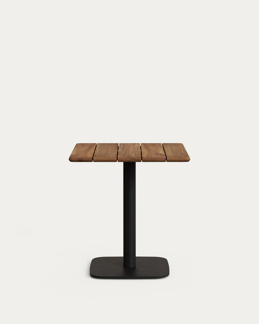 Saura bar table in black painted metal with a walnut acacia top 70 x 70 x 70 cm FSC 100%