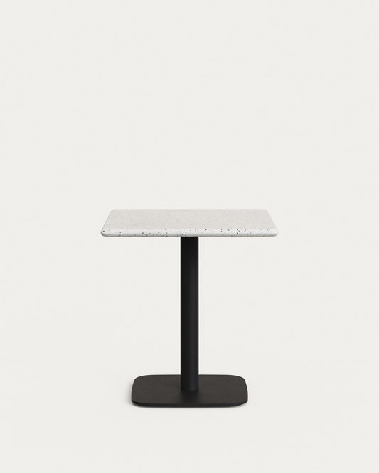 Saura Bar Table in black painted metal with a white terrazzo top,  70 x 70 x 70 cm